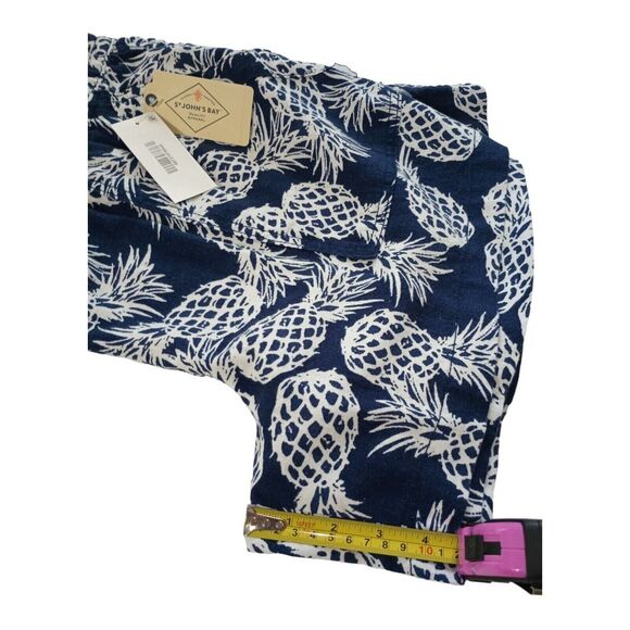 St. John's Bay Women's Short Elastic Mid rise adjustable Pineapple Navy size XL - Picture 7 of 7